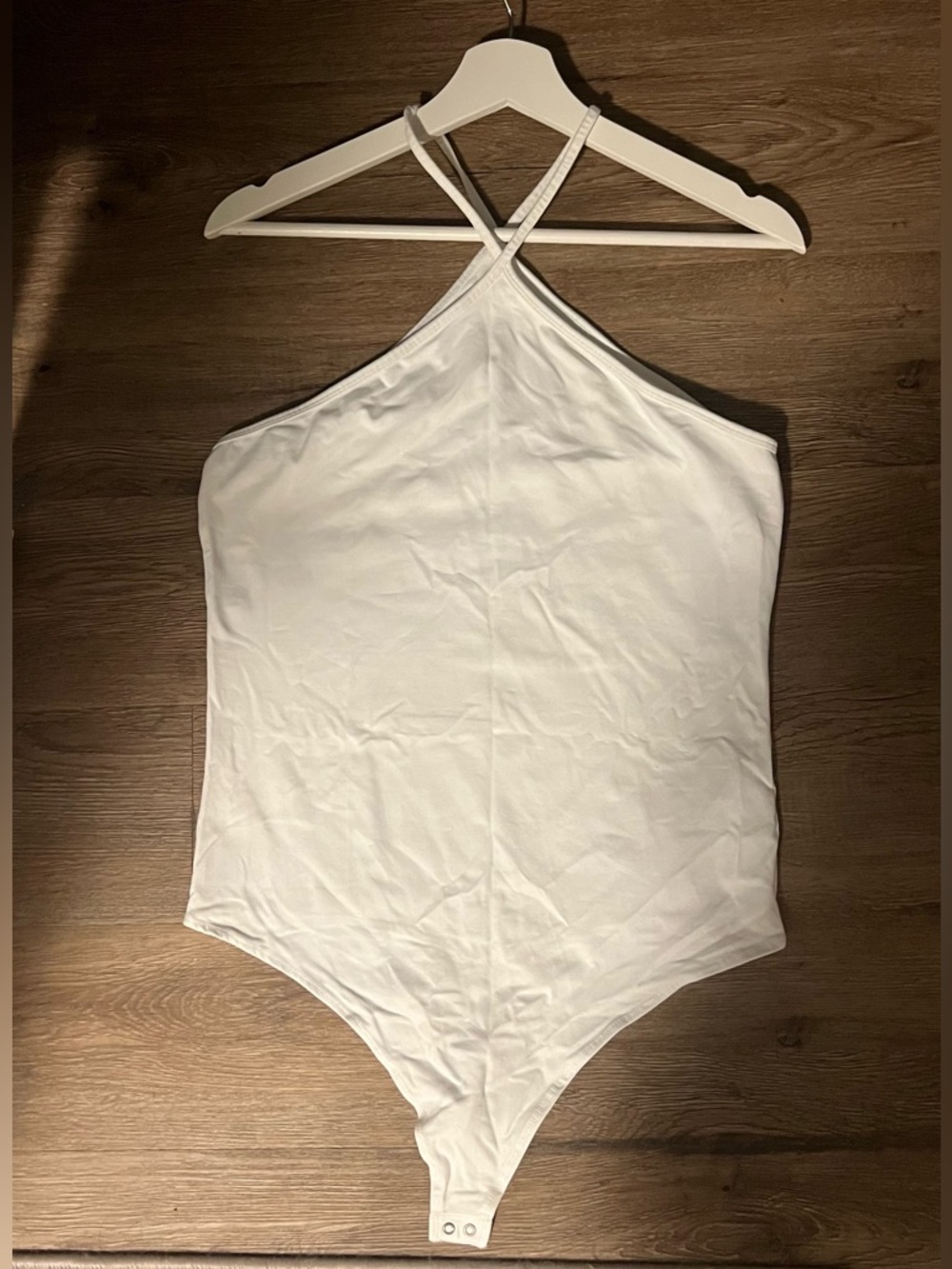 Classic White Halter Women’s One-Piece Bodysuit